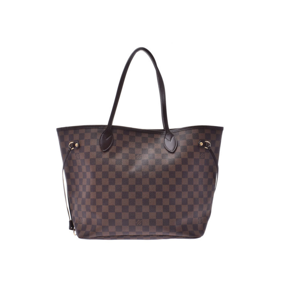 Louis Vuitton Damier Neverfull Brown Leather Tote Bag - Picture 1 of 12